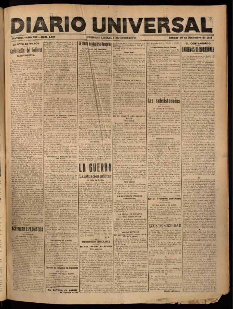 Miniatura de Diario Universal del 30 de diciembre de 1916