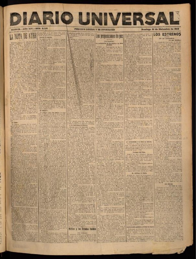 Miniatura de Diario Universal del 31 de diciembre de 1916