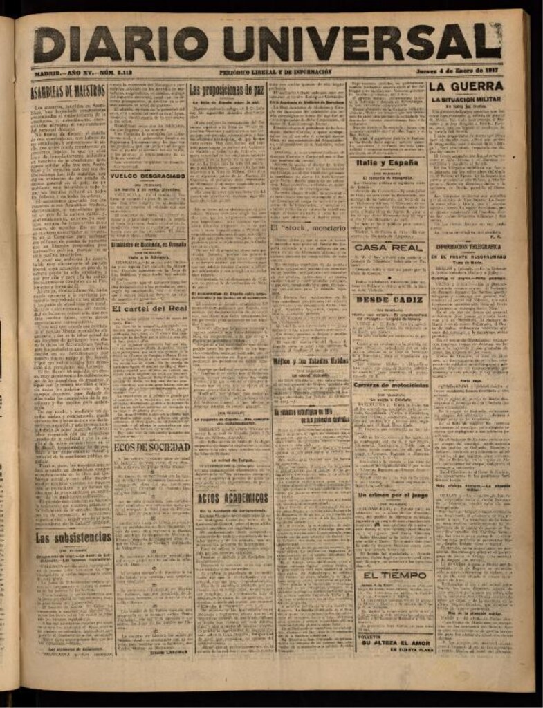 Miniatura de Diario Universal del 4 de enero de 1917