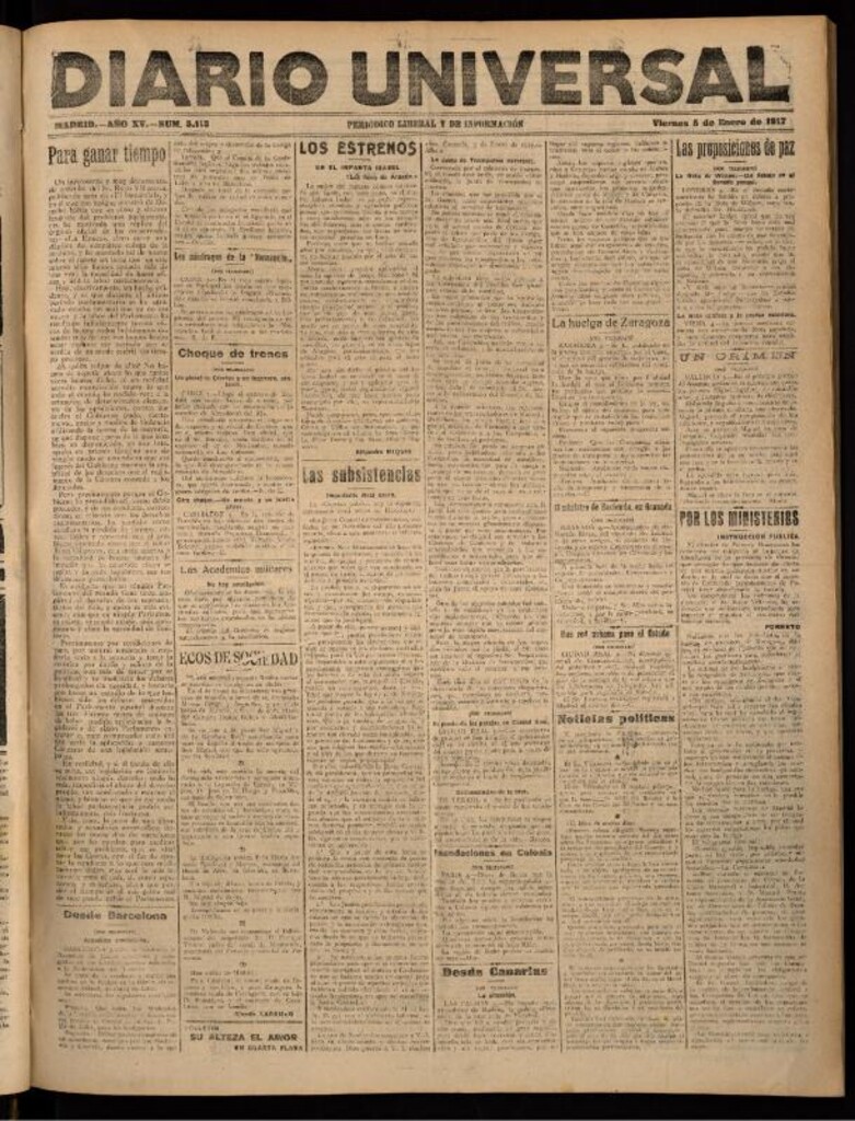 Miniatura de Diario Universal del 5 de enero de 1917