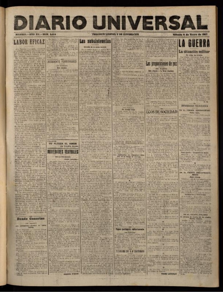 Miniatura de Diario Universal del 6 de enero de 1917
