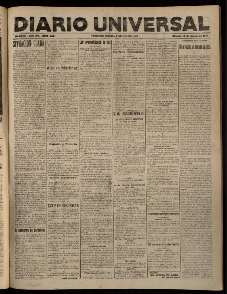 Miniatura de Diario Universal del 13 de enero de 1917