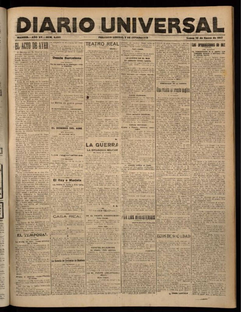 Miniatura de Diario Universal del 15 de enero de 1917