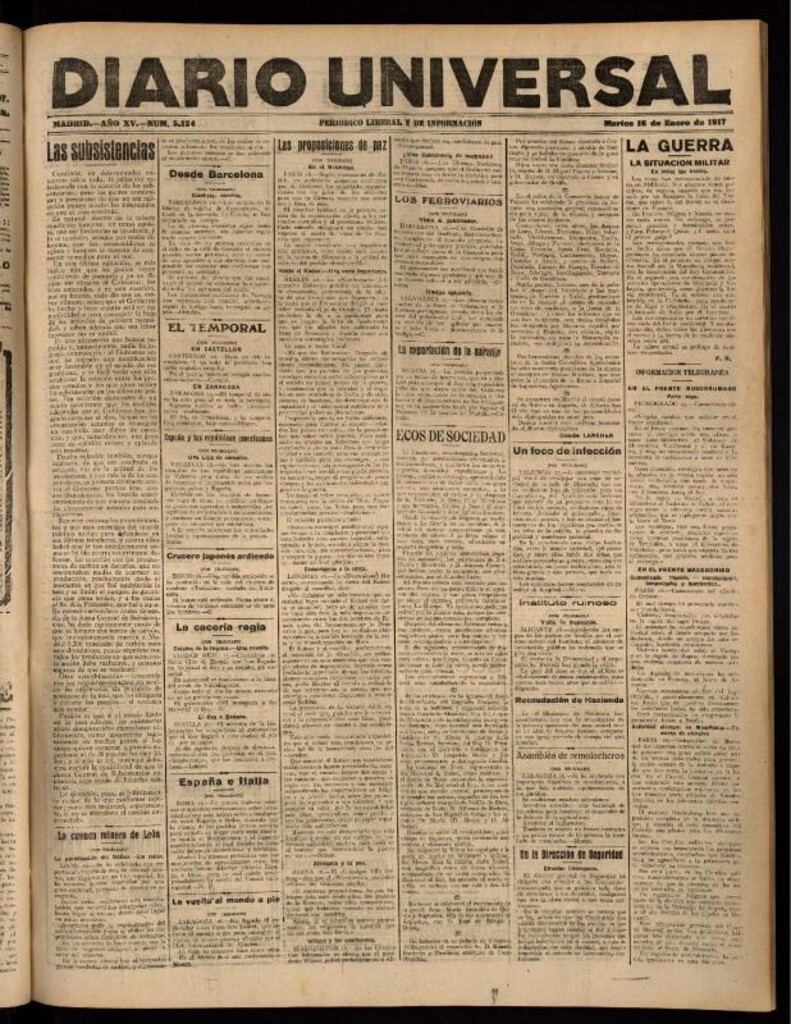 Miniatura de Diario Universal del 16 de enero de 1917