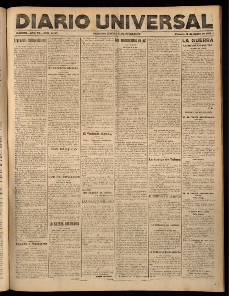 Miniatura de Diario Universal del 19 de enero de 1917