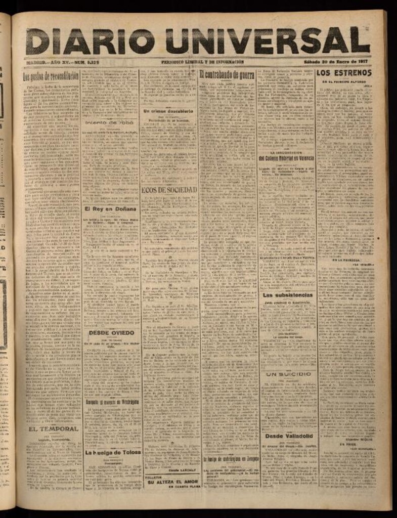 Miniatura de Diario Universal del 20 de enero de 1917