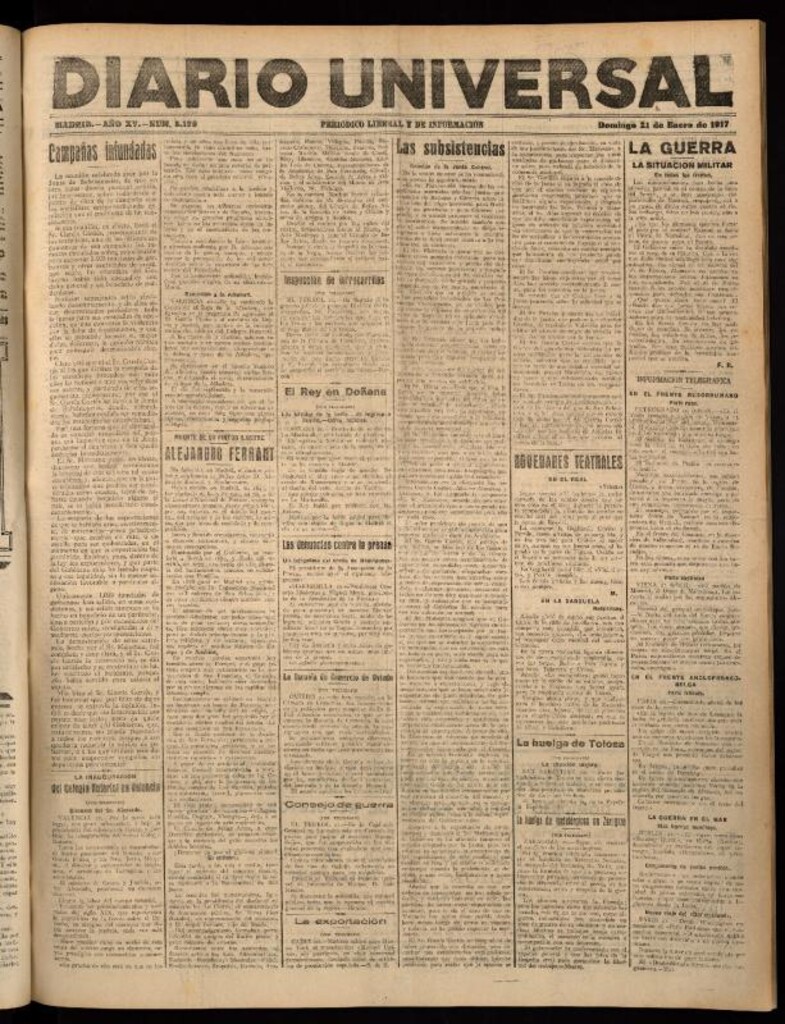 Miniatura de Diario Universal del 21 de enero de 1917