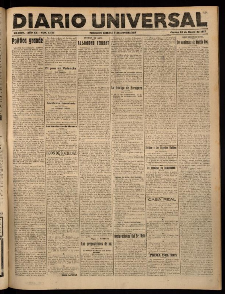 Miniatura de Diario Universal del 25 de enero de 1917