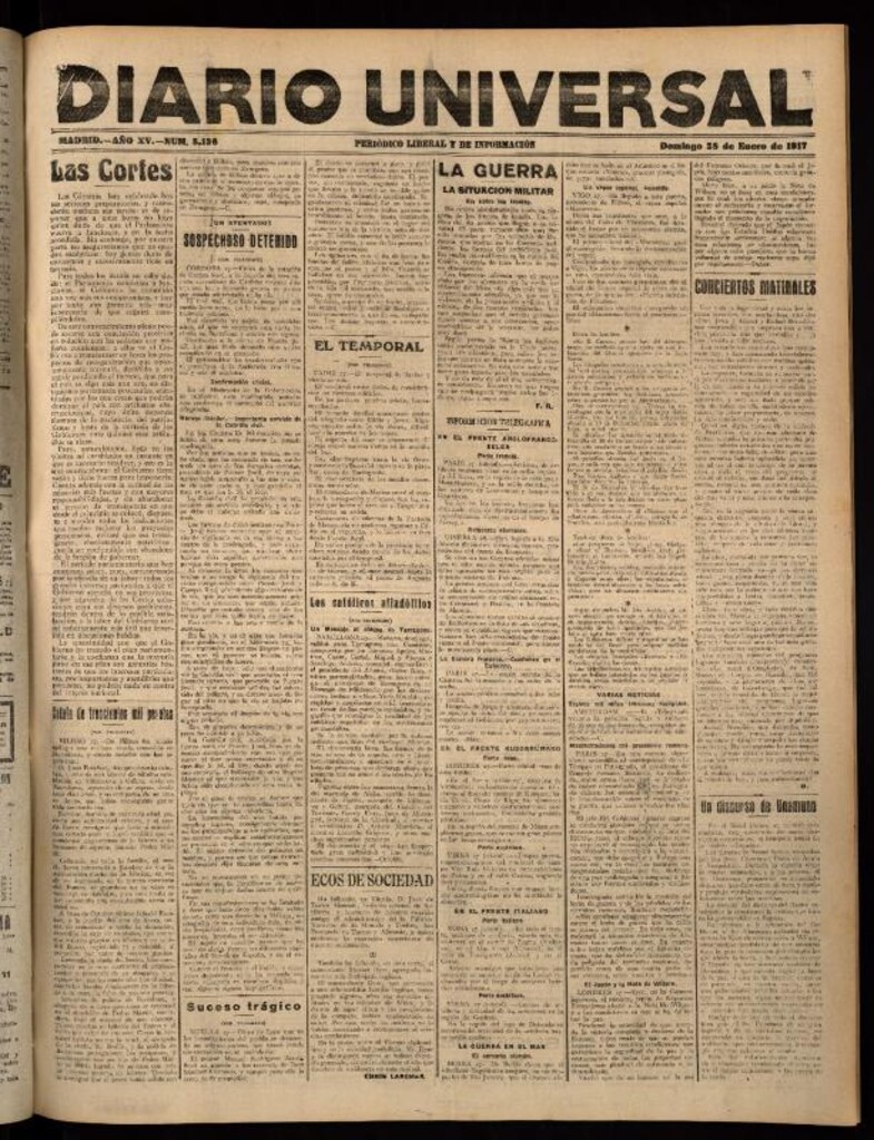 Miniatura de Diario Universal del 28 de enero de 1917