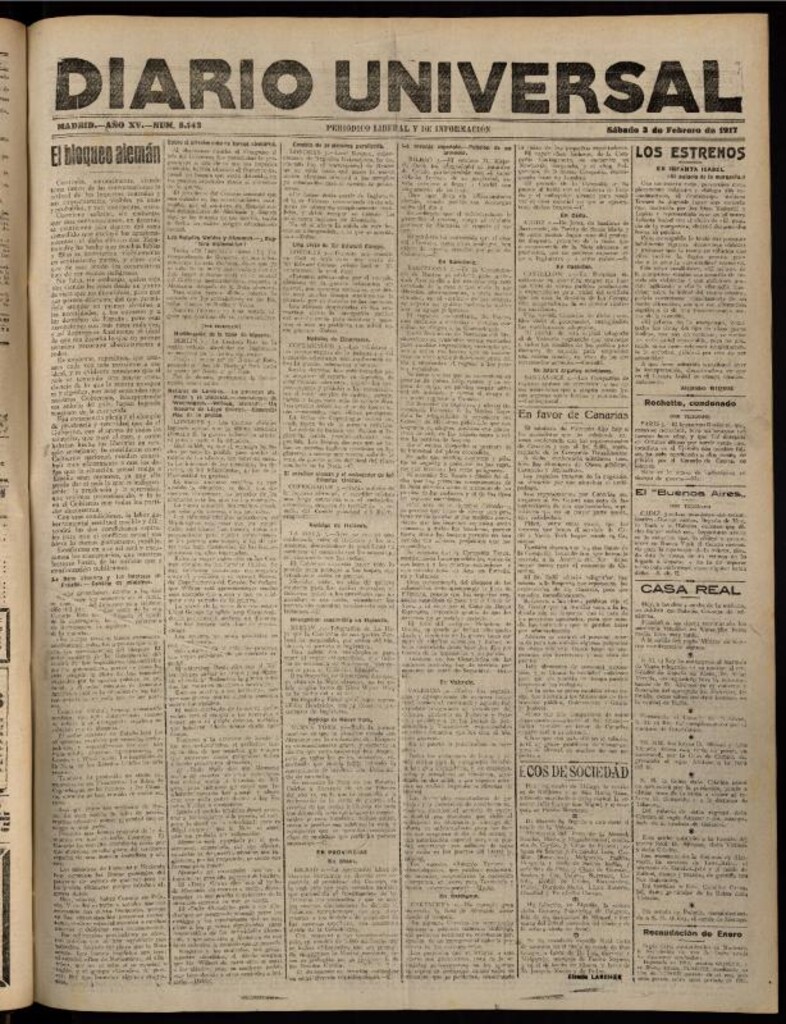 Miniatura de Diario Universal del 3 de febrero de 1917