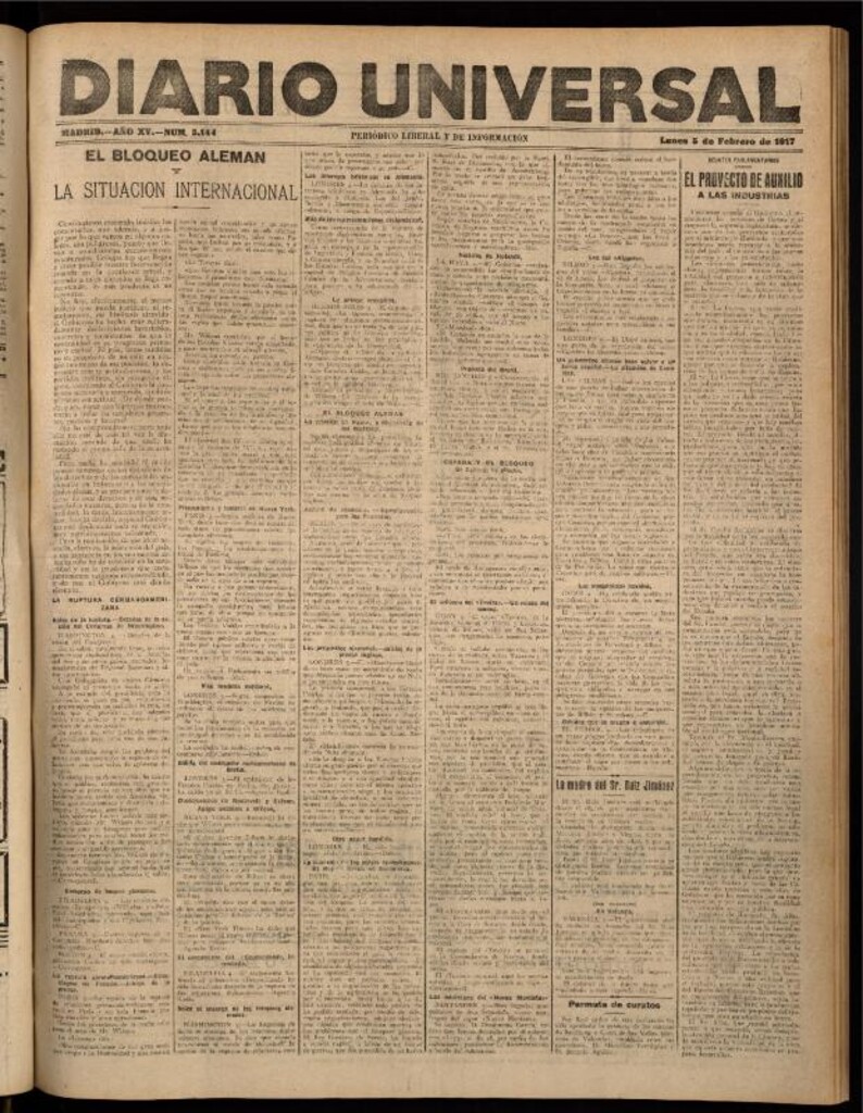 Miniatura de Diario Universal del 5 de febrero de 1917