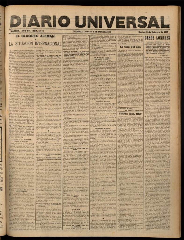 Miniatura de Diario Universal del 6 de febrero de 1917
