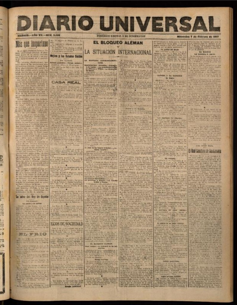 Miniatura de Diario Universal del 7 de febrero de 1917