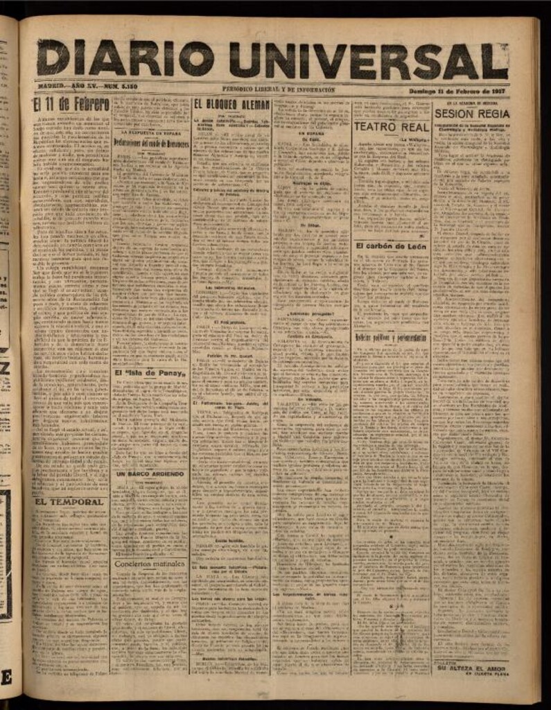 Miniatura de Diario Universal del 11 de febrero de 1917