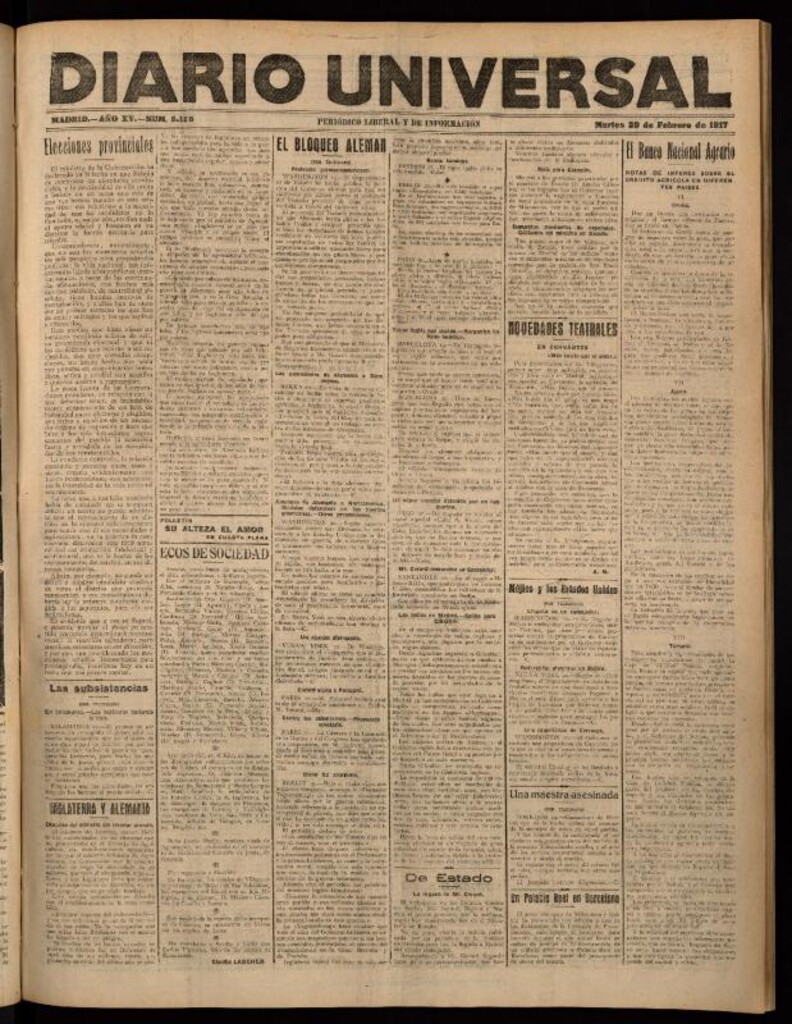 Miniatura de Diario Universal del 20 de febrero de 1917