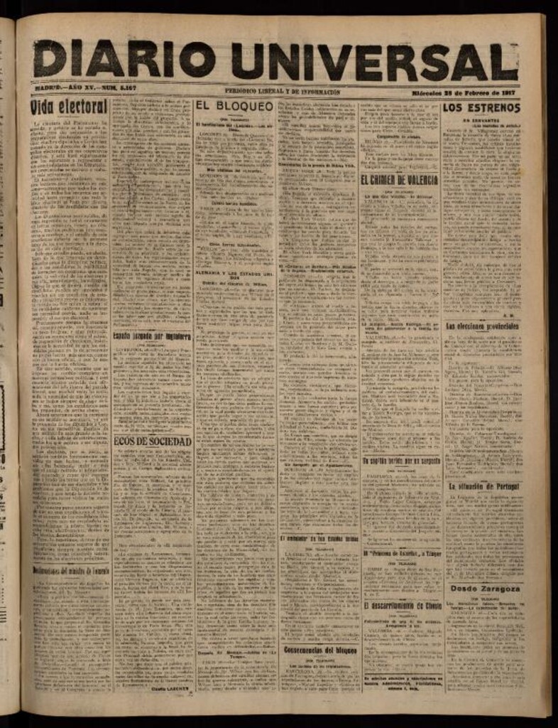 Miniatura de Diario Universal del 28 de febrero de 1917