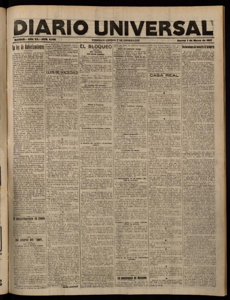 Miniatura de Diario Universal del 1 de marzo de 1917