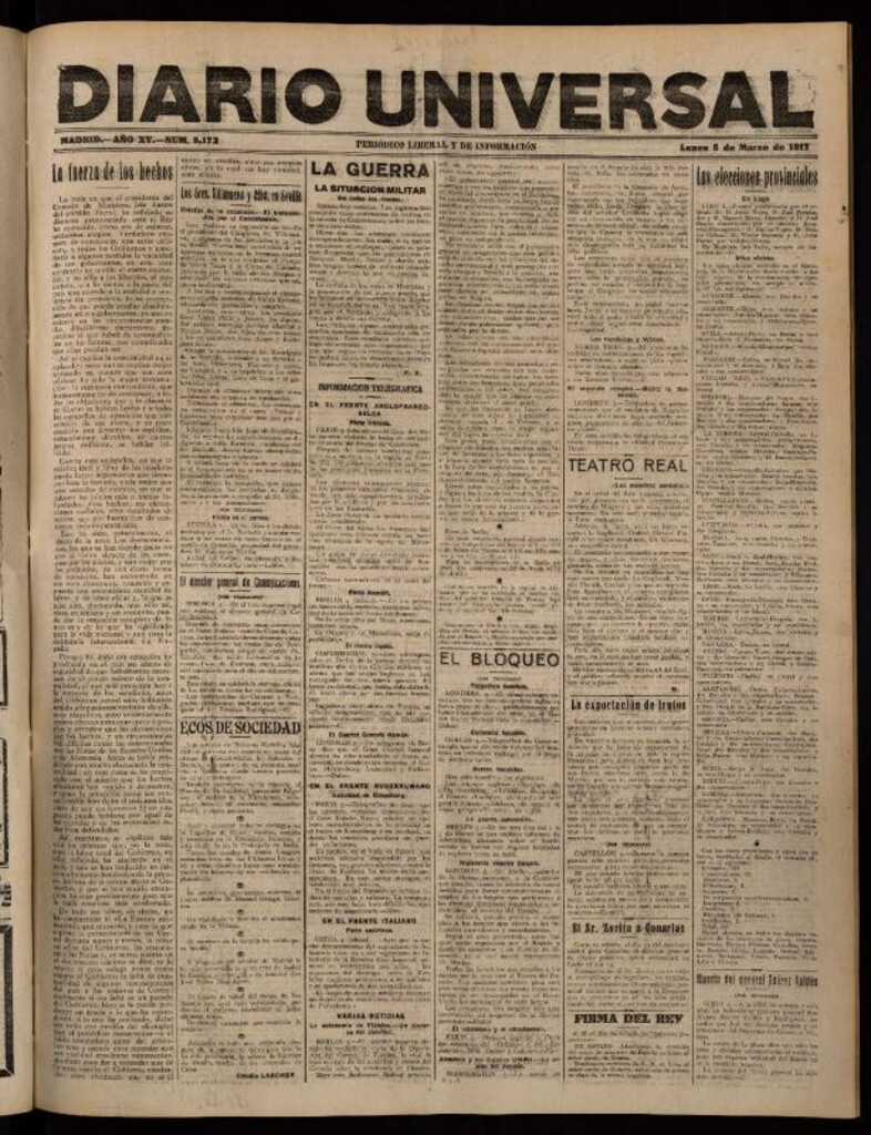 Miniatura de Diario Universal del 5 de marzo de 1917
