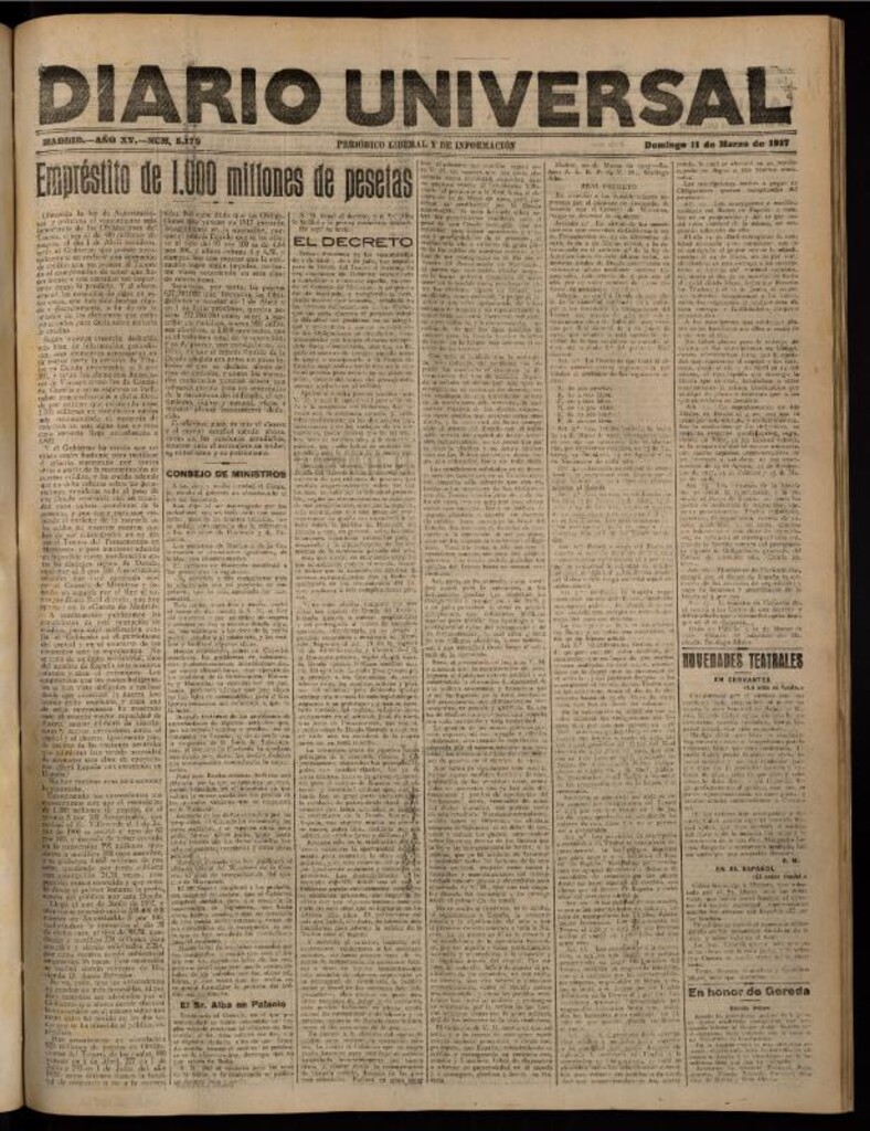 Miniatura de Diario Universal del 11 de marzo de 1917