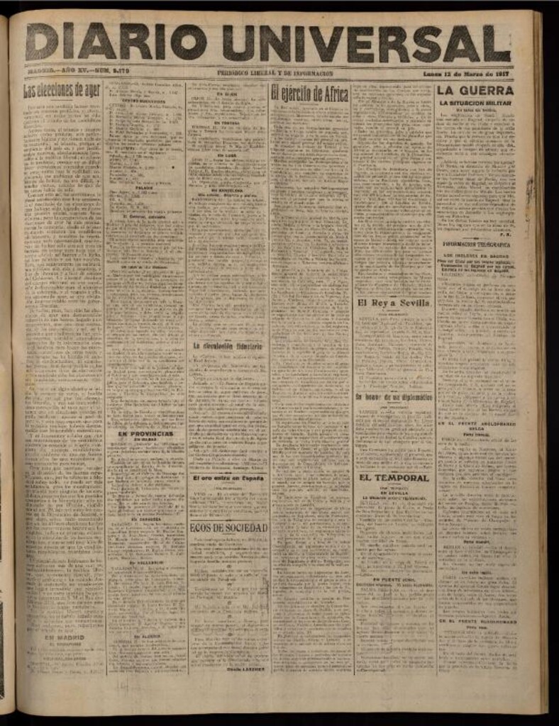 Miniatura de Diario Universal del 12 de marzo de 1917
