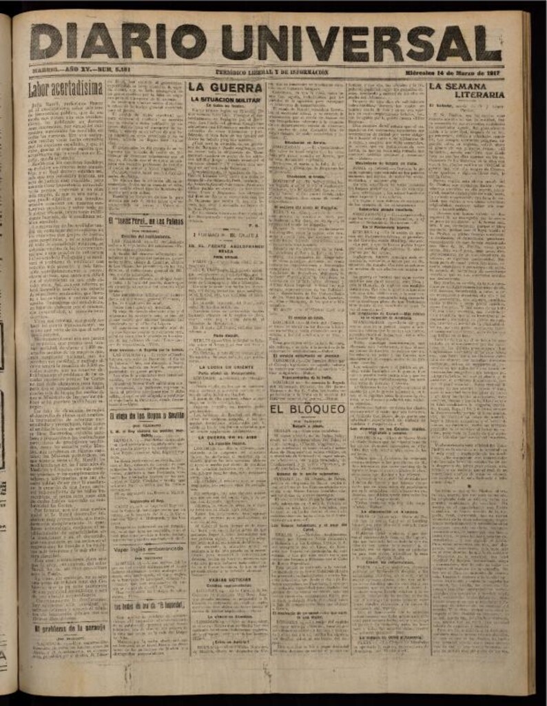 Miniatura de Diario Universal del 14 de marzo de 1917
