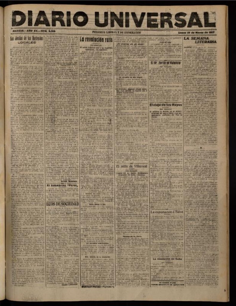 Miniatura de Diario Universal del 19 de marzo de 1917