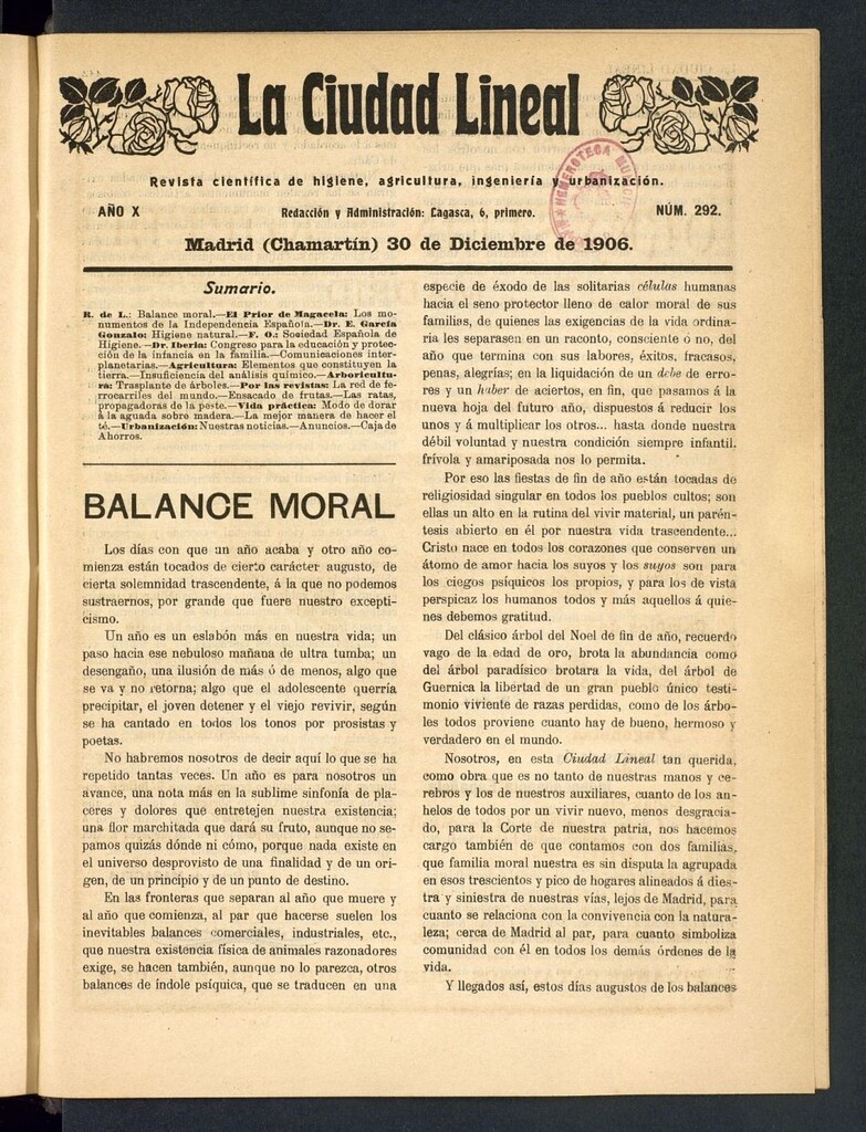 Miniatura de La Ciudad Lineal : órgano oficial de la Compañía Madrileña de Urbanización del 30 de diciembre de 1906