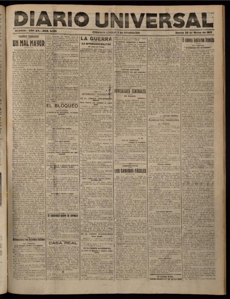 Miniatura de Diario Universal del 22 de marzo de 1917