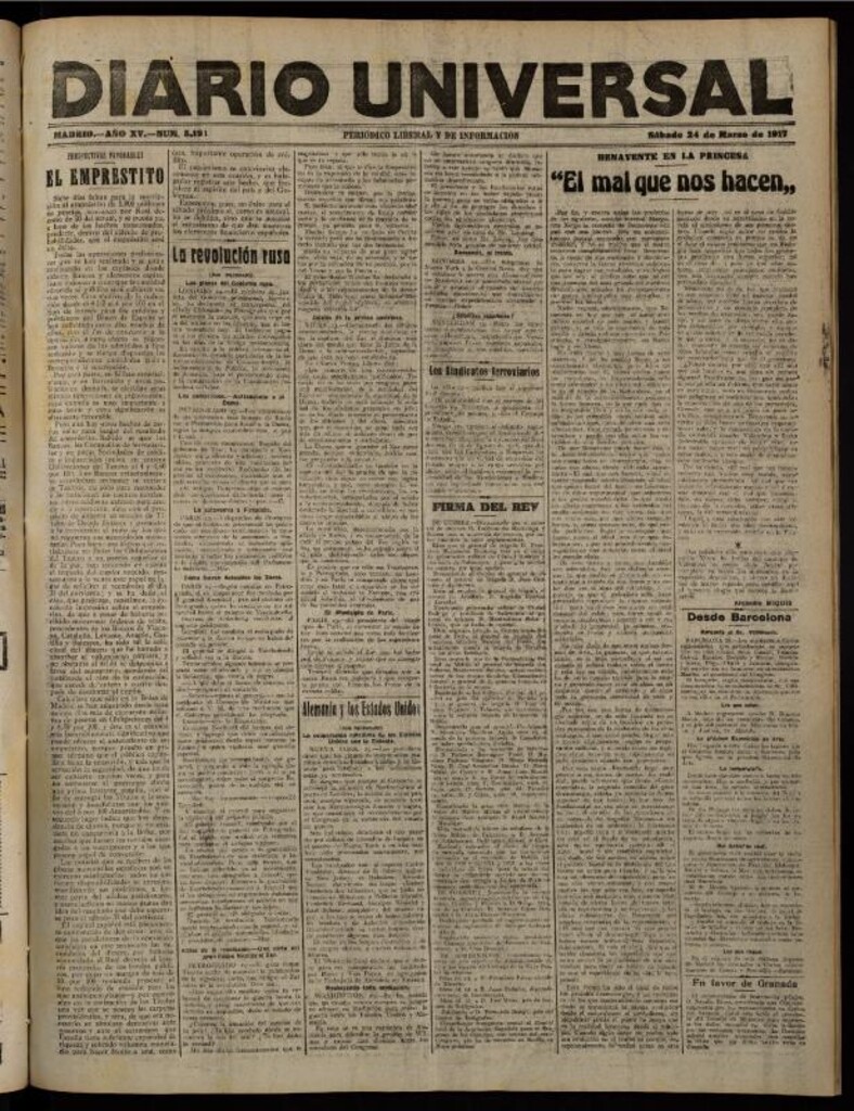 Miniatura de Diario Universal del 24 de marzo de 1917