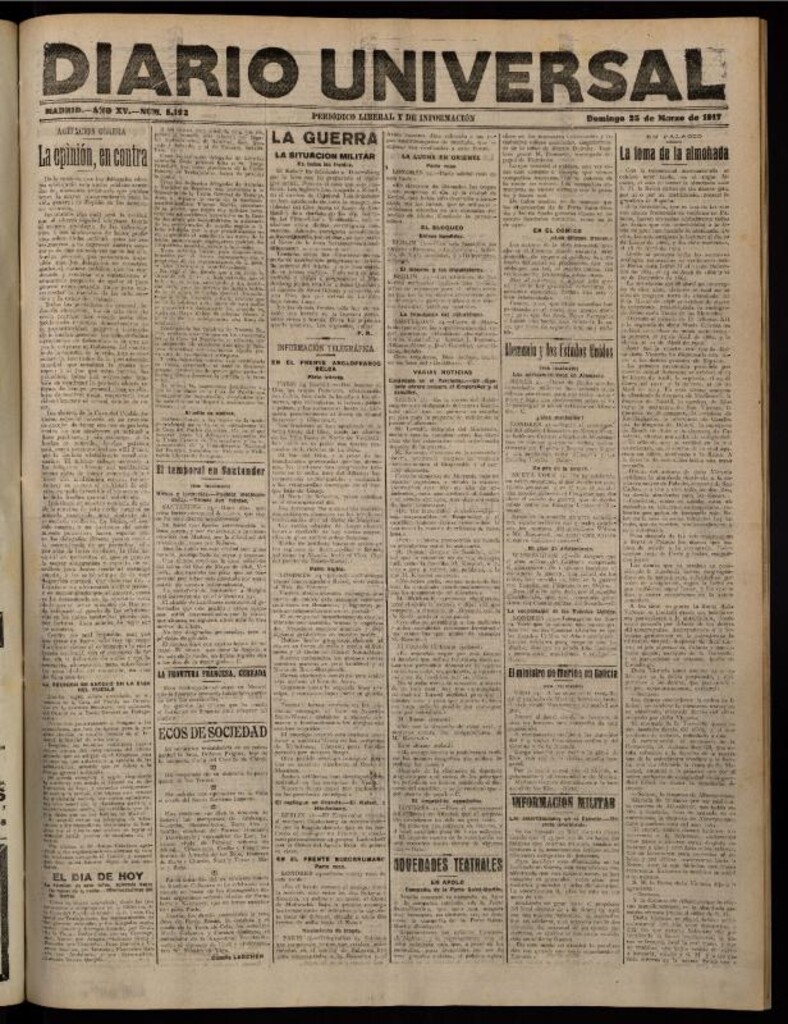 Miniatura de Diario Universal del 25 de marzo de 1917