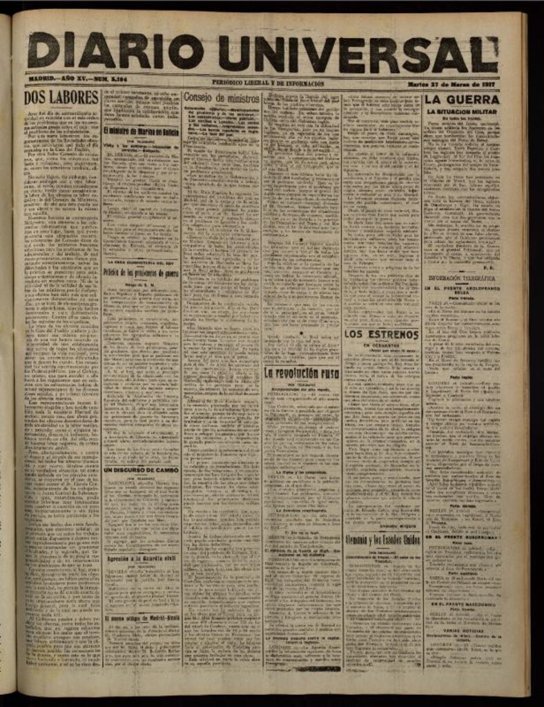 Miniatura de Diario Universal del 27 de marzo de 1917