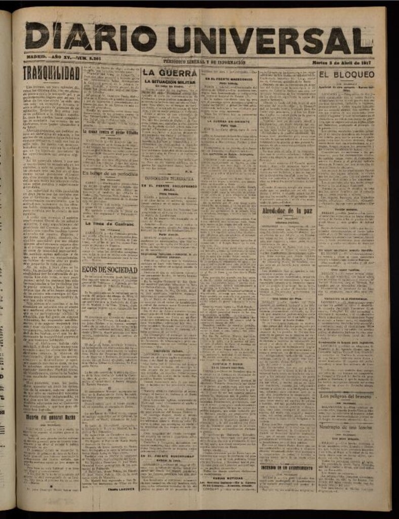 Miniatura de Diario Universal del 3 de abril de 1917