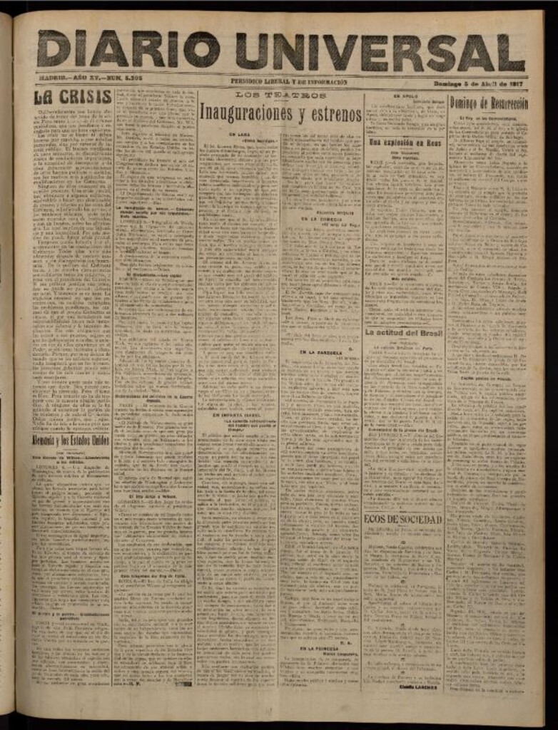 Miniatura de Diario Universal del 8 de abril de 1917