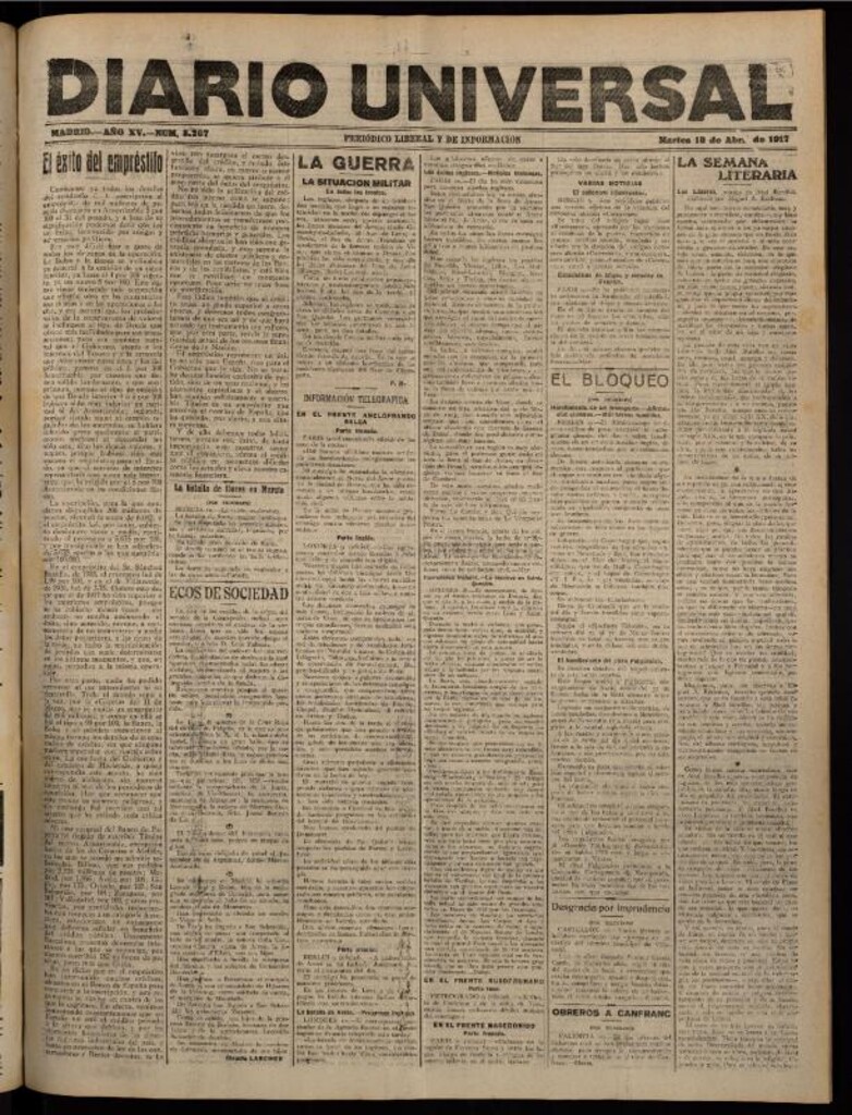 Miniatura de Diario Universal del 10 de abril de 1917