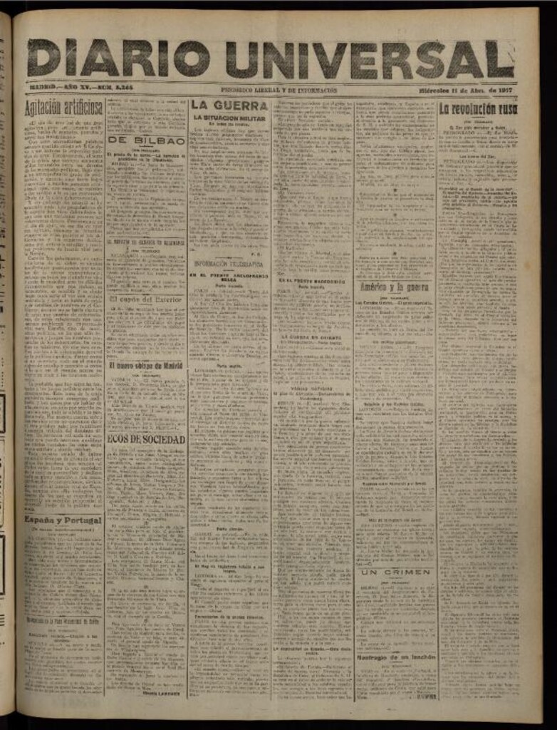 Miniatura de Diario Universal del 11 de abril de 1917