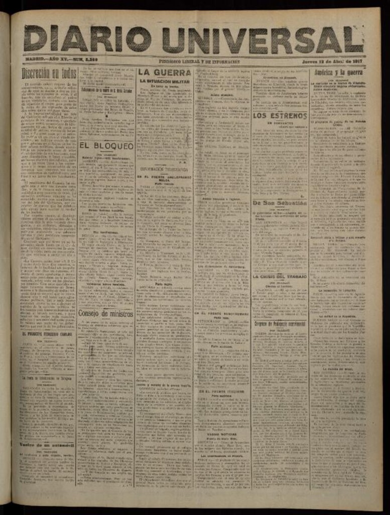 Miniatura de Diario Universal del 12 de abril de 1917
