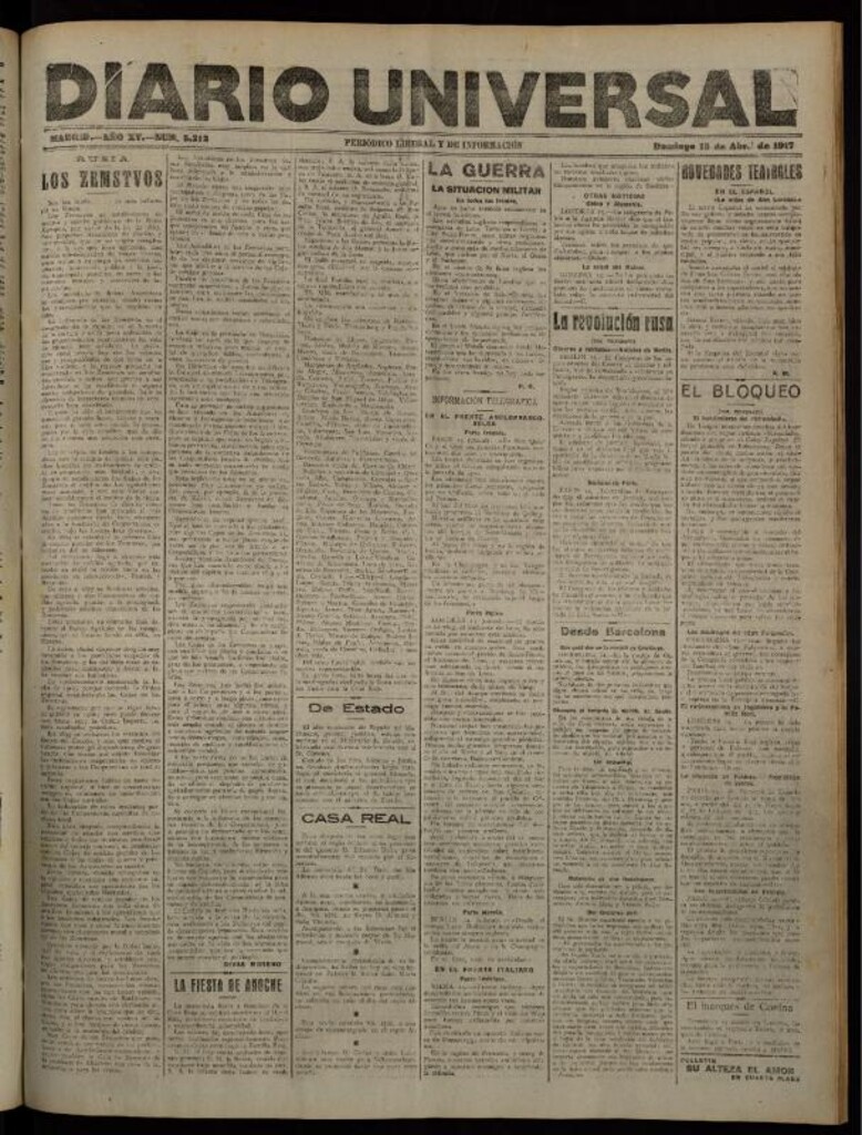 Miniatura de Diario Universal del 15 de abril de 1917
