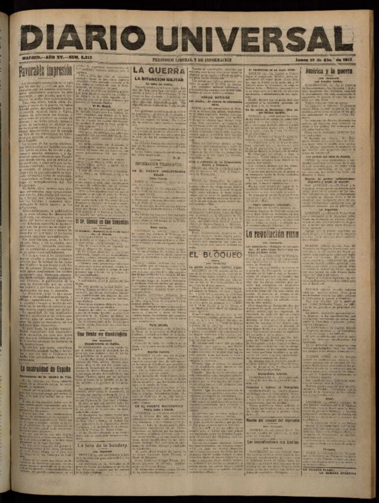 Miniatura de Diario Universal del 16 de abril de 1917
