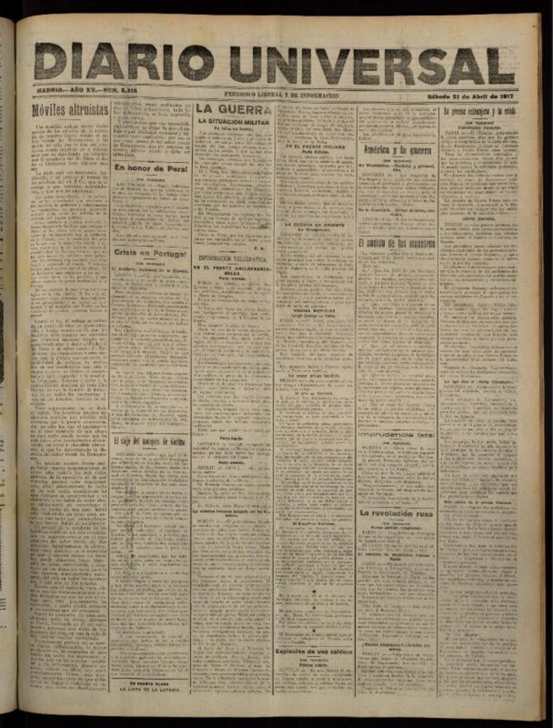 Miniatura de Diario Universal del 21 de abril de 1917