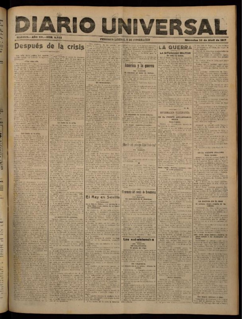 Miniatura de Diario Universal del 25 de abril de 1917