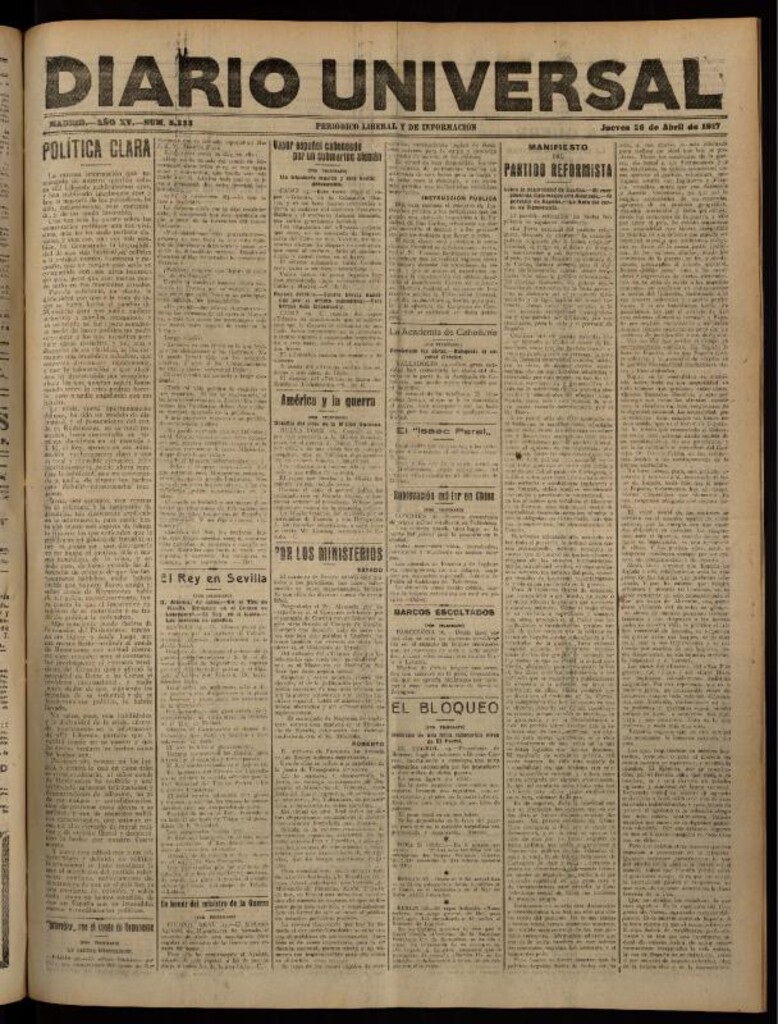 Miniatura de Diario Universal del 26 de abril de 1917