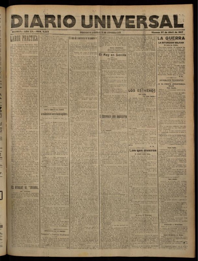 Miniatura de Diario Universal del 27 de abril de 1917