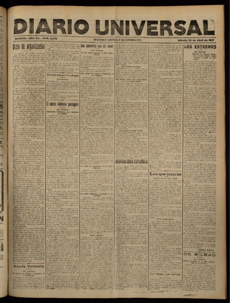 Miniatura de Diario Universal del 28 de abril de 1917