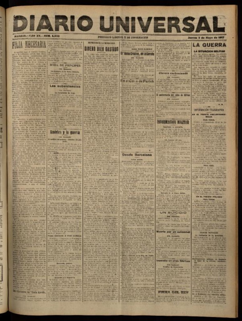 Miniatura de Diario Universal del 3 de mayo de 1917