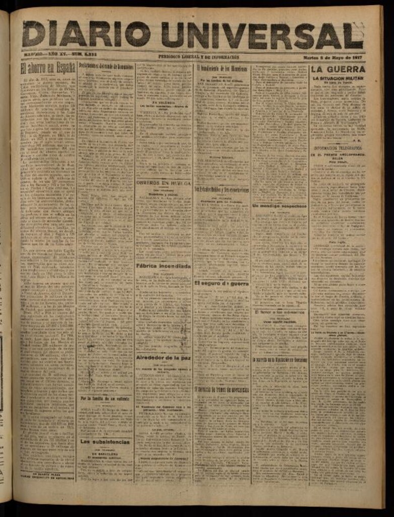 Miniatura de Diario Universal del 8 de mayo de 1917