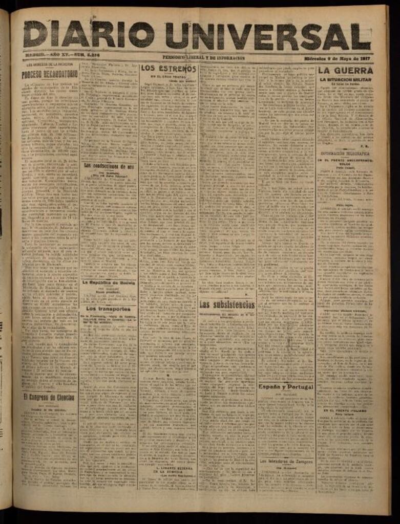 Miniatura de Diario Universal del 9 de mayo de 1917
