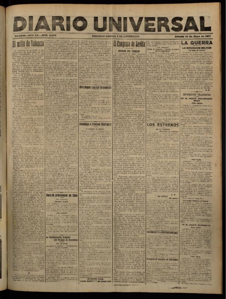 Miniatura de Diario Universal del 12 de mayo de 1917