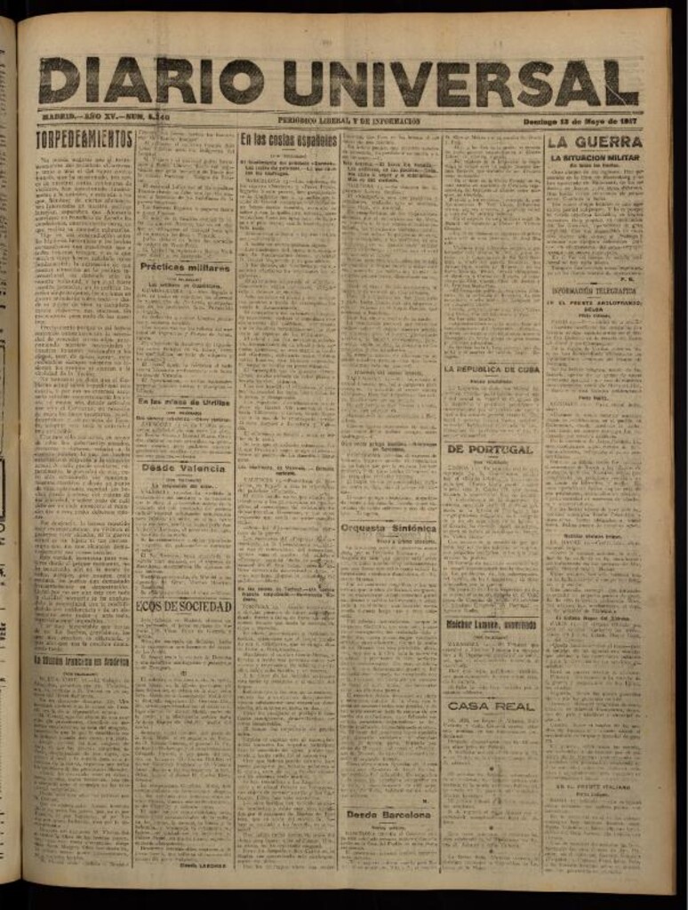 Miniatura de Diario Universal del 13 de mayo de 1917