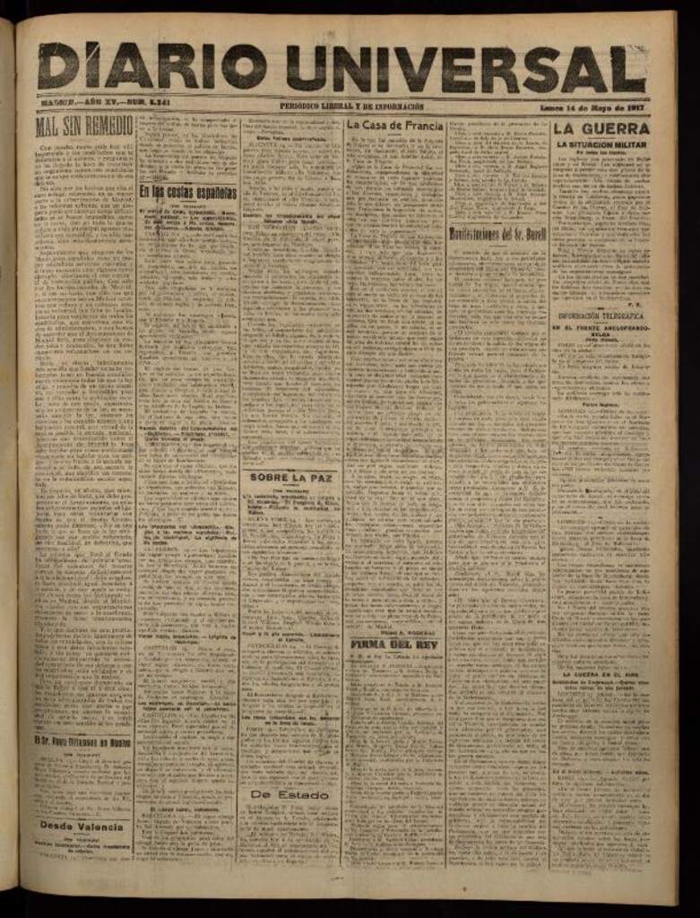 Miniatura de Diario Universal del 14 de mayo de 1917