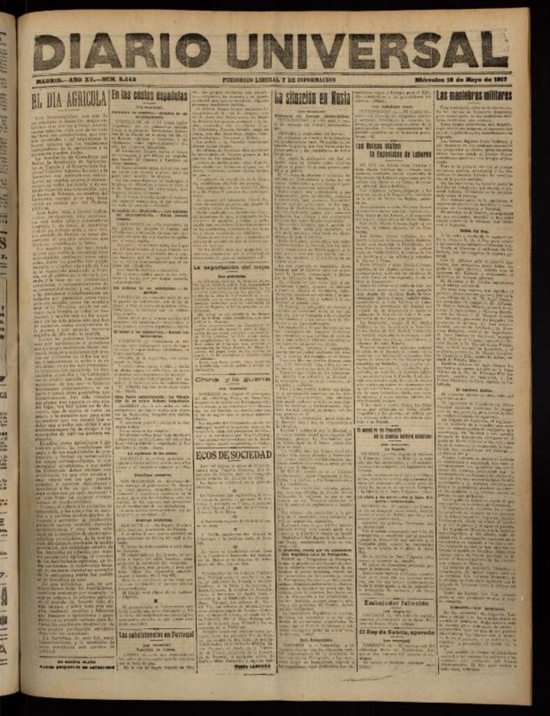 Miniatura de Diario Universal del 16 de mayo de 1917